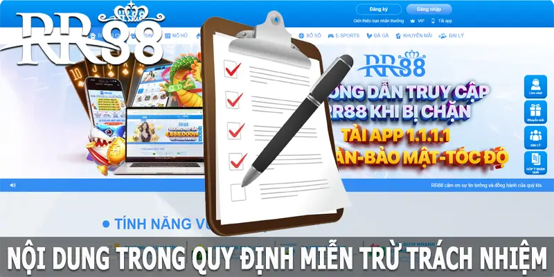 Nội dung trong quy định miễn trừ trách nhiệm tại RR88